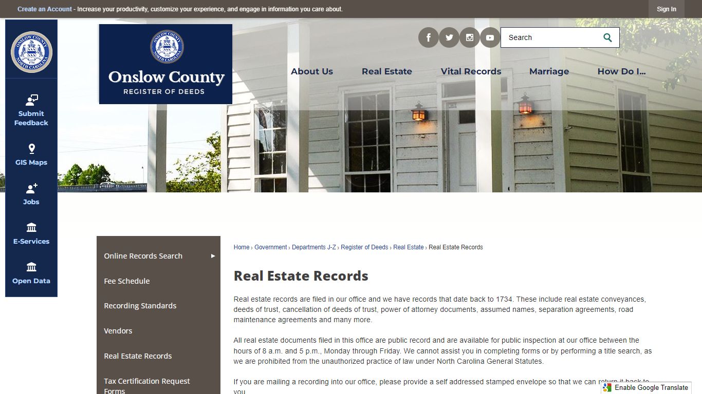 Real Estate Records | Onslow County, NC